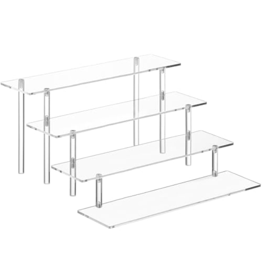 Display Risers Set - 4段アクリル製香水オーガナイザースタンド、香水、コロン、化粧品、スキンケア用品、ファンコポップ、デザートディスプレイ用クリアディスプレイライザー