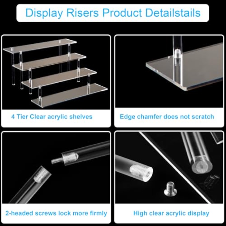 4段アクリル製香水オーガナイザースタンド、香水、コロン、化粧 - Display Risers Set のレビューと価格